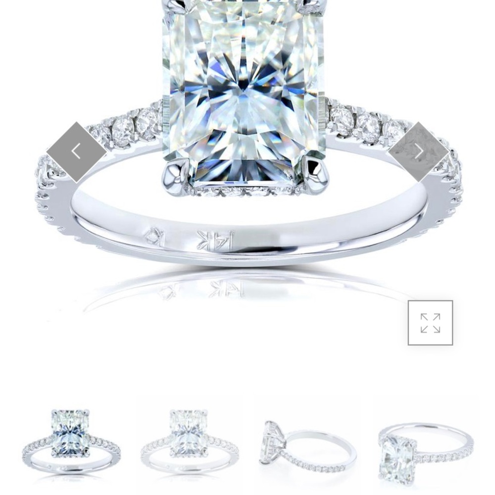 Kobelli Radiant cut moissanite engagement ring